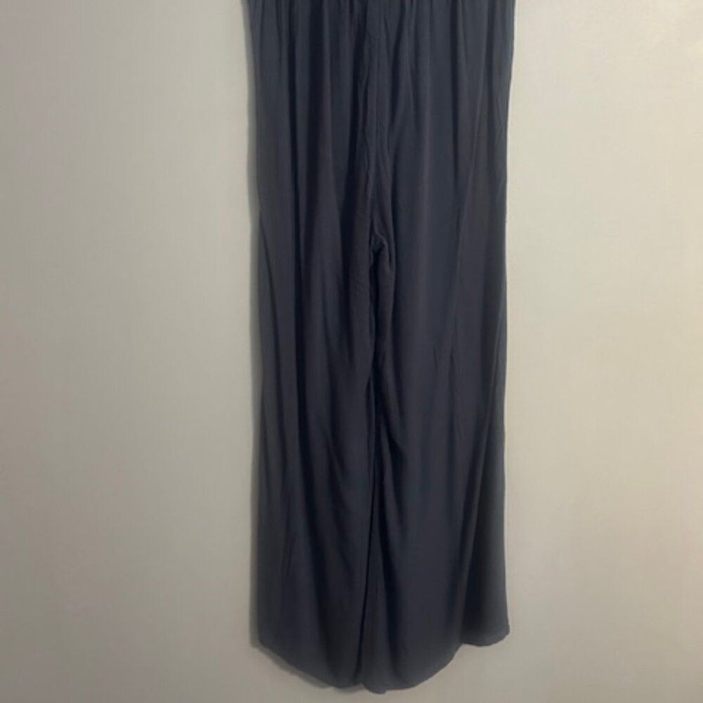 Elan Blueish Gray wide leg pom poms faux drawstring pants, size 1X - Picture 2 of 5